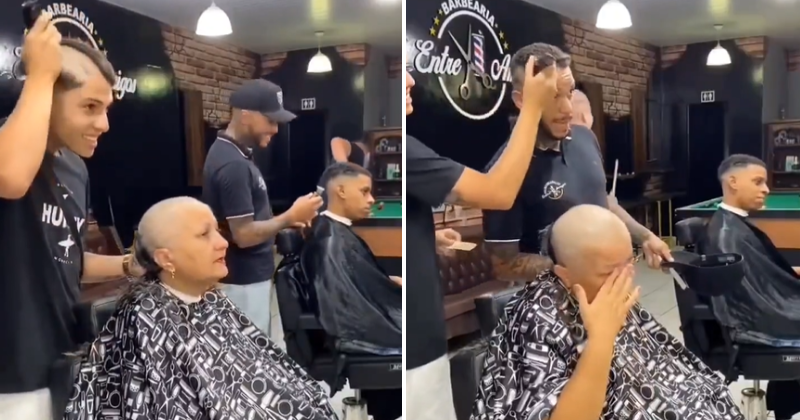 See: Hairdresser shaves head in solidarity with mother fighting cancer, colleagues join in too