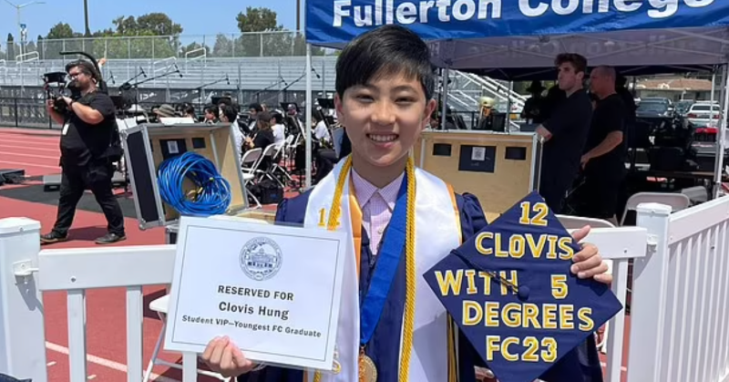 Meet Clovis Hung, a 12-year-old boy from California who graduated from college with five degrees