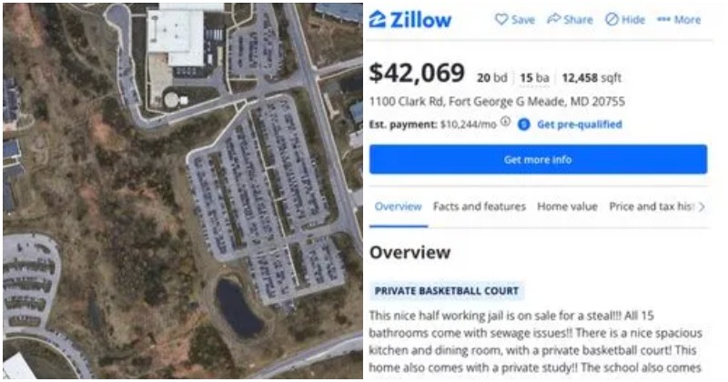 Naughty Maryland students pull a prank by listing their school as 'nice half-running jail' on Zillow