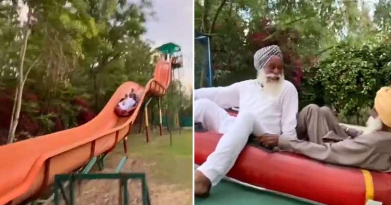 Sikh Elders Ride A Water Slide And Their Infectious Giggles Bring Up The Internet