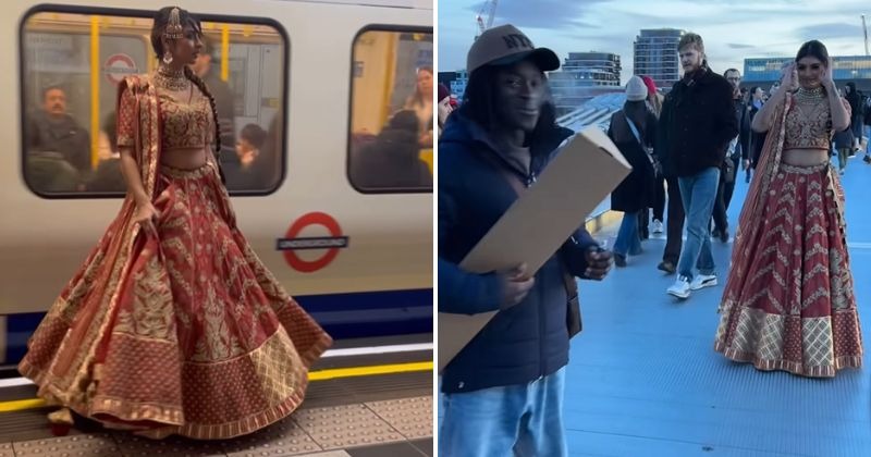 Woman Wears Lehenga On London Tube